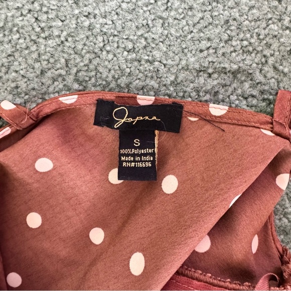 Japna Brown with Tan Polka Dots Midi Satin Dress - Picture 7 of 7